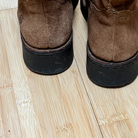 Born Audie Boots Womens 6.5 Brown Suede Leather Round Toe Mid Calf Pull On - Picture 7 of 10